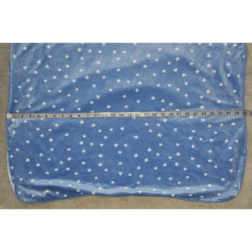 Cloud Island Blue White Stars Baby Blanket Fleece Sherpa Soft